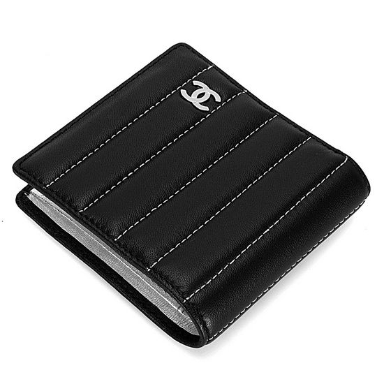 High Quality Chanel Lambskin Bi-Fold Wallets A30042 Black - Click Image to Close
